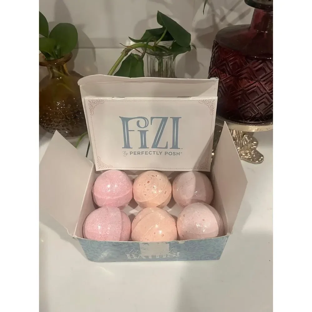 Perfectly Posh FIZI Bath Bomb Set 6 Pc Assorted Mystery Scents Rare Discontinued